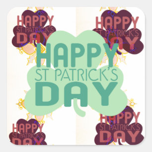 Happy Saint Patrick's Day Lovely Art Print Quadratischer Aufkleber