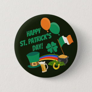Happy Saint Patrick's Day Symbole und Traditionen Button