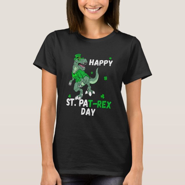 Happy Saint Patricks Pat Rex Day T Rex Dinosaur Ki T-Shirt (Vorderseite)