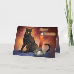 Happy Samhain Kitten und Candle. Karte