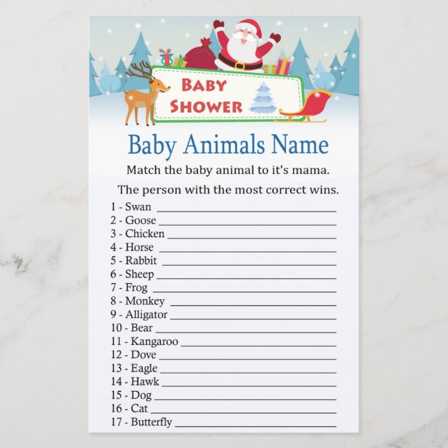 Happy Santa Baby Animes Name Game Baby Dusche (Vorderseite)