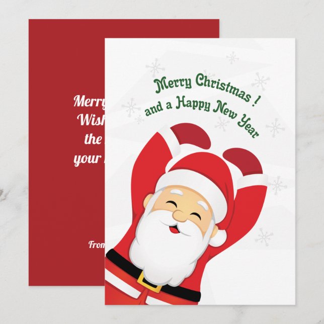 Happy Santa Cartoon Niedliche Weihnachtskarte (Vorne/Hinten)