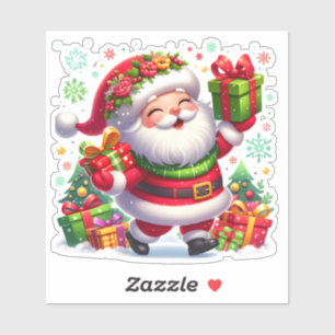Happy Santa Celebrates mit farbenfrohen Geschenken Aufkleber