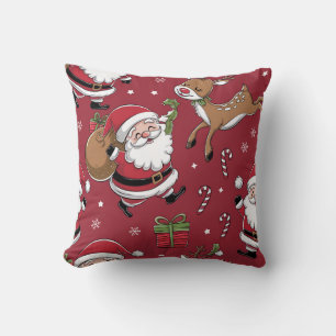 Happy Santa Christmas Red Pattern Kissen