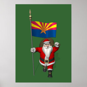 Happy Santa Claus auf dem Weg nach Arizona Poster