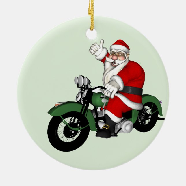Happy Santa Claus Biker Keramik Ornament (Hinten)