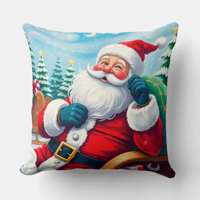 Happy Santa Claus Entspannen im Festivals Kissen (Vorderseite)