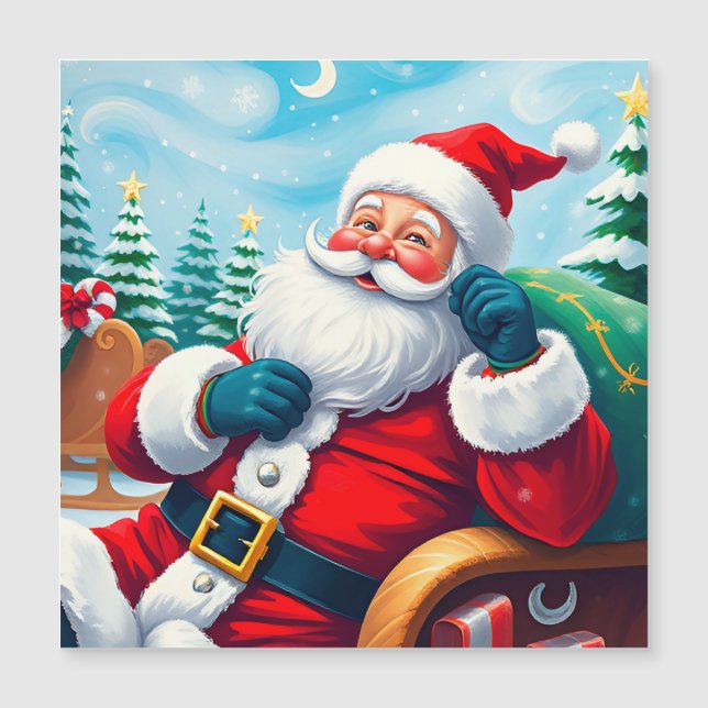 Happy Santa Claus Entspannen im Festivals Magnetkarte (Vorderseite)