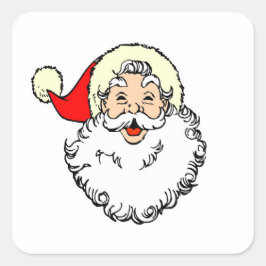 Happy Santa Claus Face Cartoon Quadratischer Aufkleber