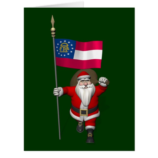 Happy Santa Claus mit der Flagge Georgiens (Vorderseite)