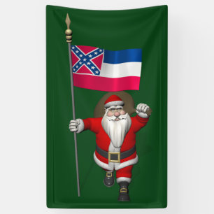 Happy Santa Claus mit Fahne von Mississippi Banner