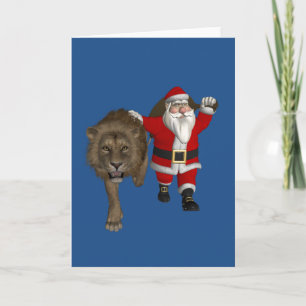 Happy Santa Claus mit Lion Feiertagskarte