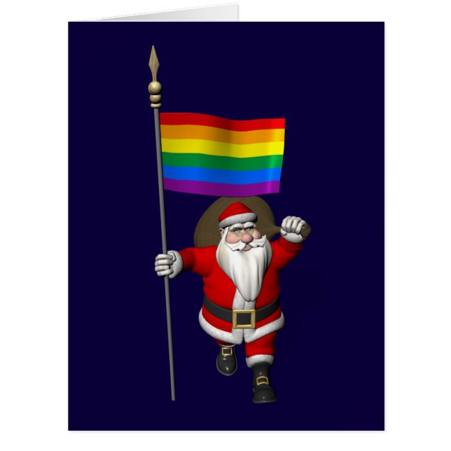 Happy Santa Claus mit Regenbogenflagge (Vorderseite)