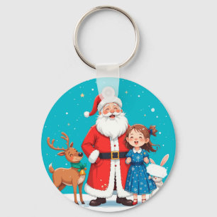 Happy Santa Claus mit Schneemann Schlüsselanhänger