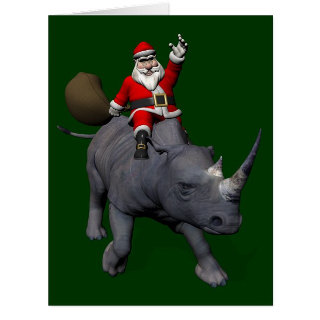 Happy Santa Claus On Rhino Rhinoceros (Vorderseite)