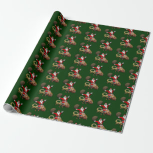 Happy Santa Claus Reiten auf dem farbenfrohen Cham Geschenkpapier