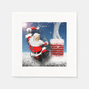 Happy Santa Claus Tanzen Weihnachtsfeierabend Dach Serviette