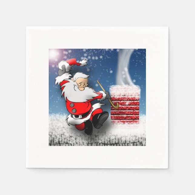 Happy Santa Claus Tanzen Weihnachtsfeierabend Dach Serviette (Vorderseite)