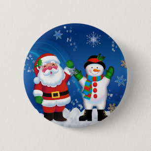 Happy Santa Claus und Snowman Button