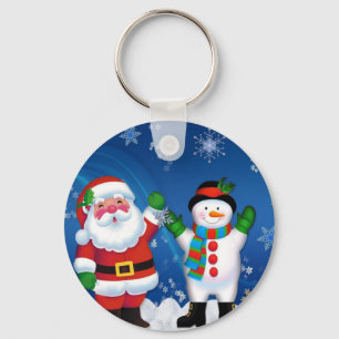 Happy Santa Claus und Snowman Schlüsselanhänger