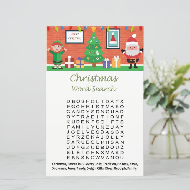 Happy Santa Claus Weihnachten Wort-Suche Spiel (Stehend Vorderseite)