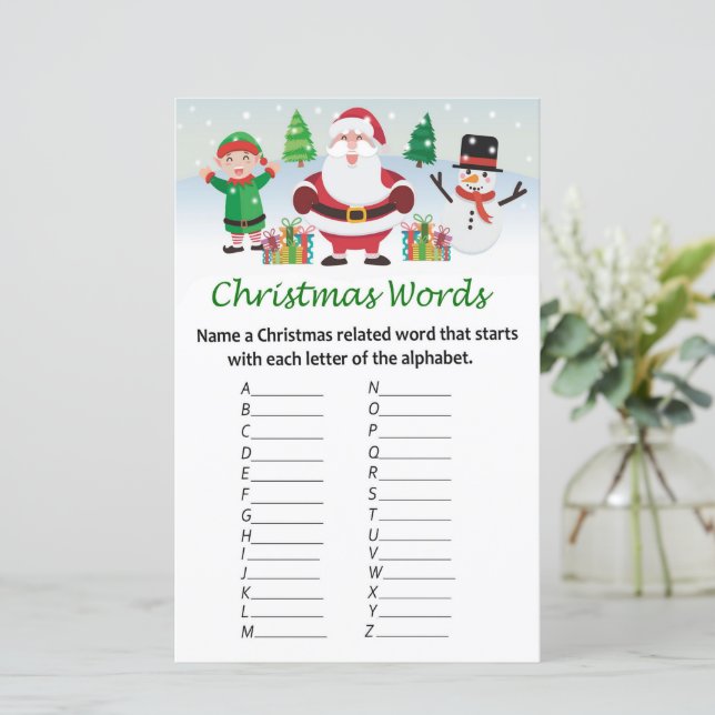 Happy Santa Claus Weihnachts Alphabet-Wörter Spiel (Stehend Vorderseite)