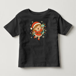 Happy Santa Girl with Christmas Lights Kleinkind T-shirt