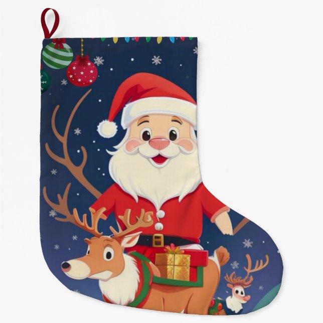 Happy Santa Großer Weihnachtsstrumpf (Vorderseite)