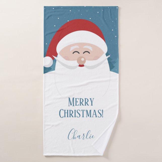 Happy Santa individuelle Name & Text Handtuch Set (Badehandtuch)