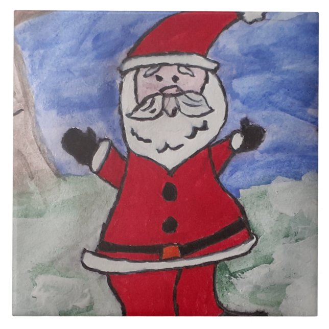 Happy Santa Keramik Tile Fliese (Vorderseite)