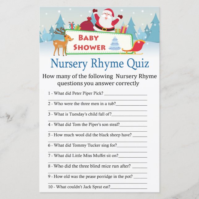 Happy Santa Kinderzimmer Rhyme Quiz Kinderduschens (Vorderseite)