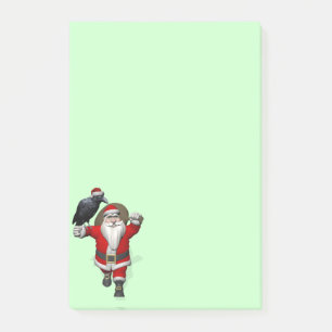 Happy Santa mit Big Black Raven Post-it Klebezettel