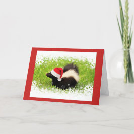 Happy Santa Skunk Christmas Feiertagskarte
