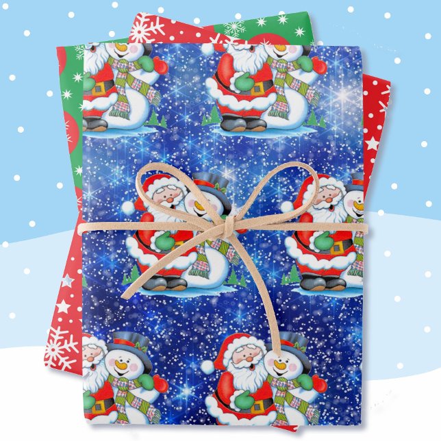 Happy Santa Snowman 3 Snow Coordination Geschenkpapier Set (Von Creator hochgeladen)