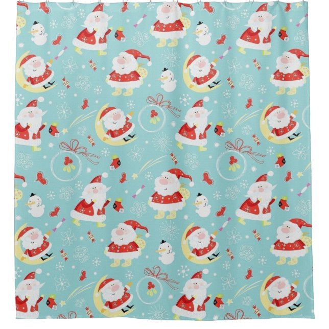 Happy Santa und Frosty Duschvorhang (Vorderseite)