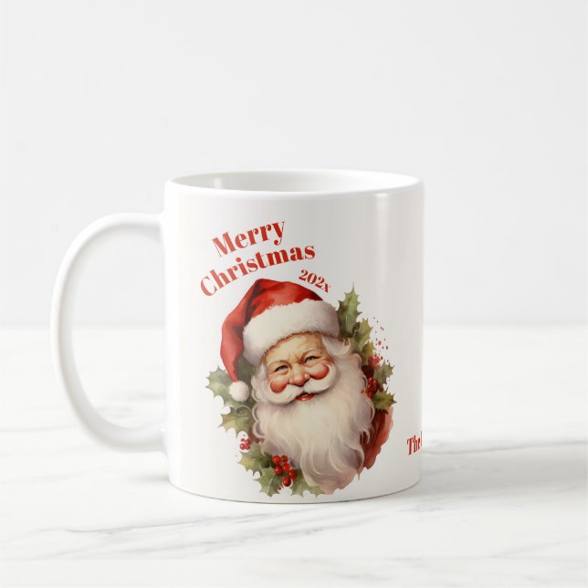 Happy Santa Vintage Christmas Kaffeetasse (Links)