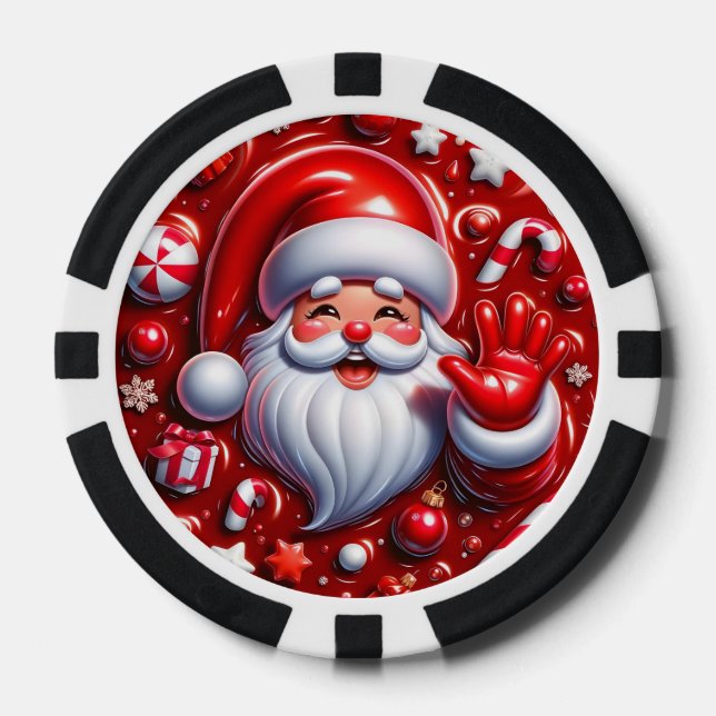 Happy Santa Wave Poker Chips - Feierlicher Urlaub (Vorderseite)