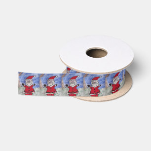 Happy Santa Wide Satin Ribbon Satinband
