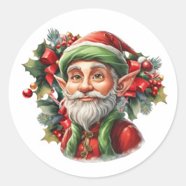 Happy Santa's Elf Runder Aufkleber