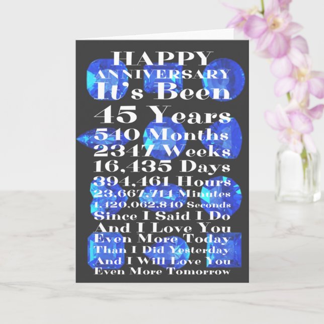 Happy Sapphire 45. Hochzeitstag Karte (Orchidee)