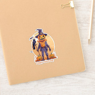 Happy Scarecrow Jack-o''Lantern Aufkleber
