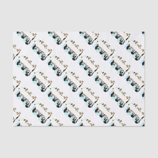 Happy Schließend Tanzpinguine mit Banner Seidenpapier (Vorderseite)