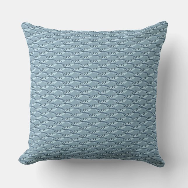 Happy Schooling Fish Blue Throw Pillow Kissen Für Draußen (Vorderseite)
