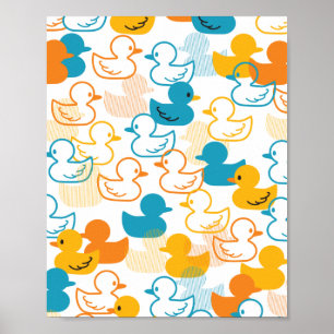 Happy Schwimmen ein Paddeln Muster II Poster