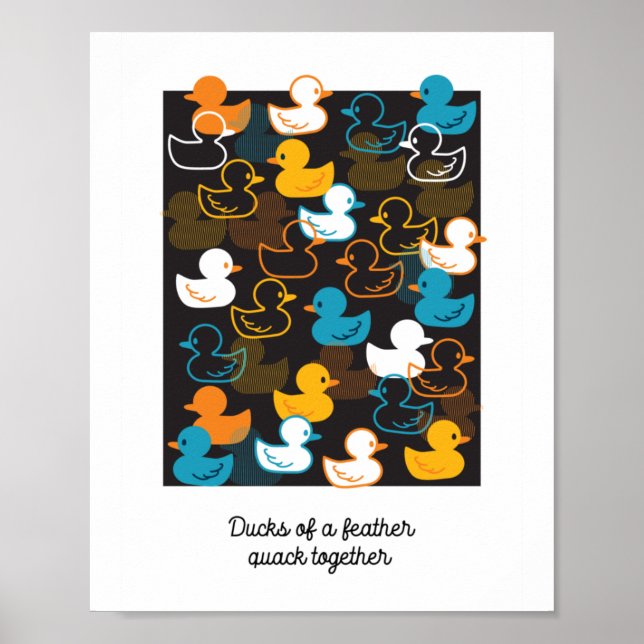 Happy Schwimmen ein Paddeln von Enten Muster Poster (Vorne)
