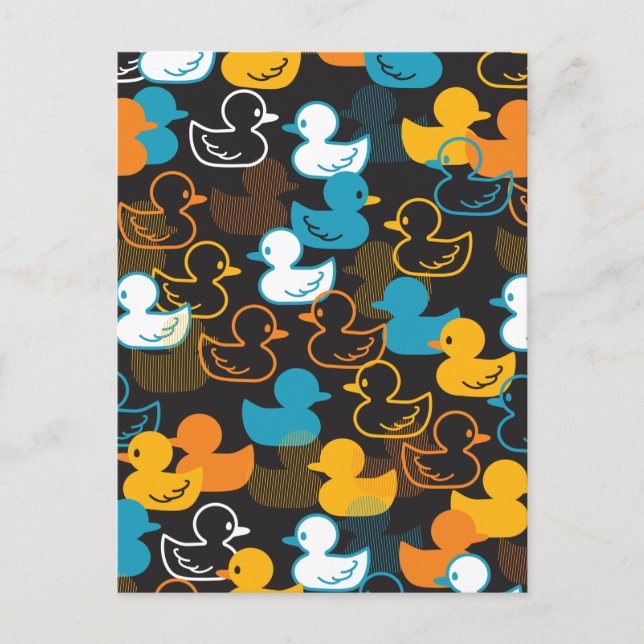 Happy Schwimmen ein Paddeln von Enten Muster Postkarte (Vorderseite)