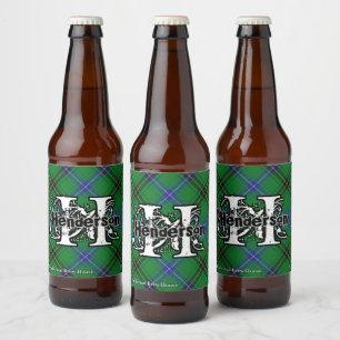 Happy Scotsman Clan Henderson Tartan Monogram Bierflaschenetikett