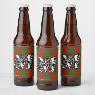 Happy Scotsman Clan Moncreiffe Tartan Monogram Bierflaschenetikett