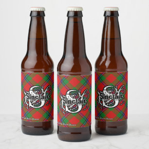 Happy Scotsman Clan Sinclair Tartan Monogram Bierflaschenetikett