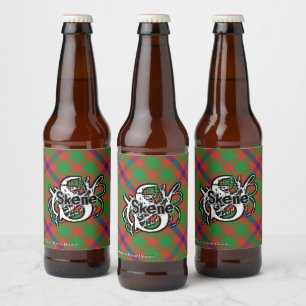 Happy Scotsman Clan Skene Tartan Monogram Bierflaschenetikett